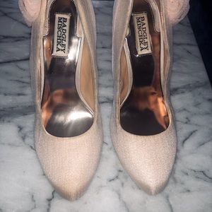 Blush tulle covered wedding heels - brand new
